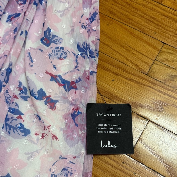 Lulu's Pink and Blue Floral Maxi Dress - Picture 5 of 8